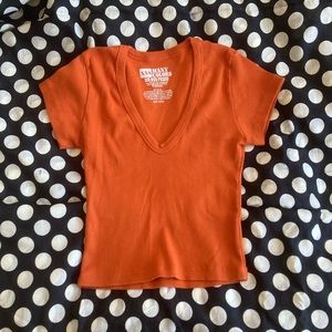 Big Bud Press Orange Short Sleeve V-Neck Tee
